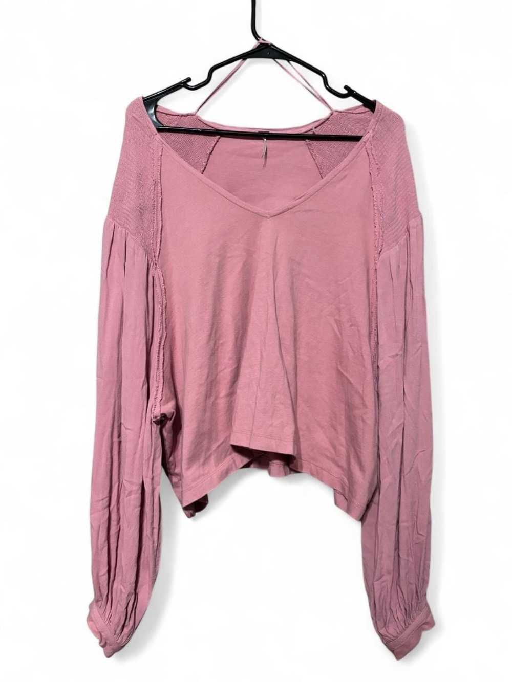 Free People Oversized Dusty Pink V-Neck Long Sleeve Pullover